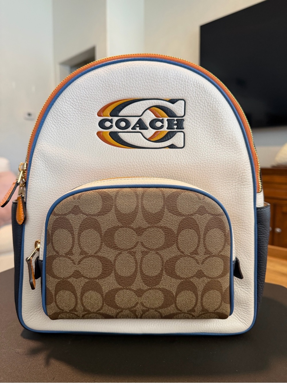 COACH Court Backpack in Signature Mix with Coach Stamp